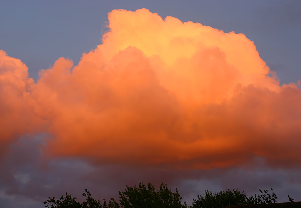 Cloud lit by the setting sun
